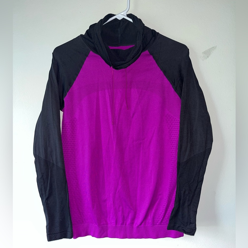 Champion Purple and Grey Long Sleeve Athletic Cowl Neck Top, Size Small Women's